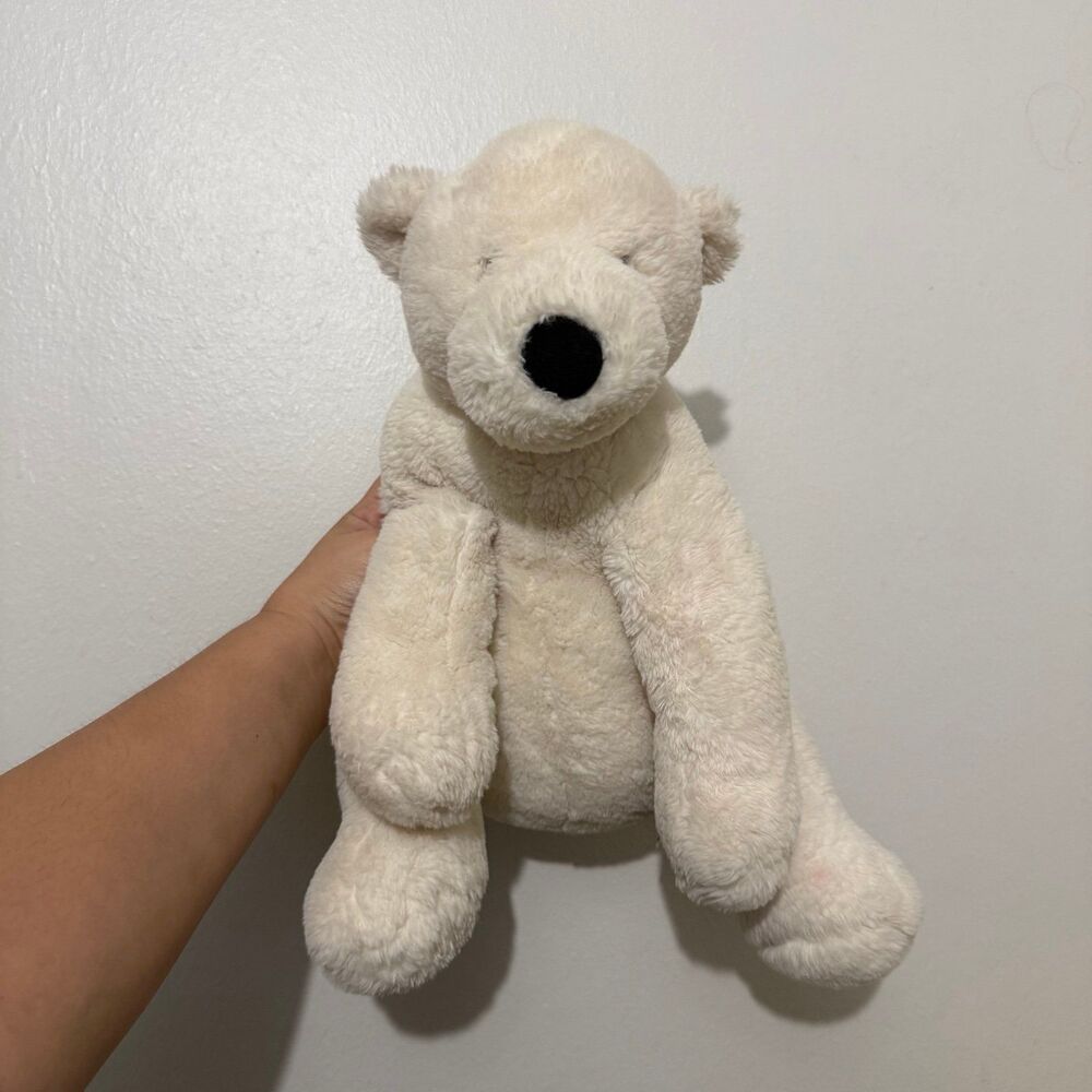White Perry Polar Bear Jellycat see minor pink stain on left foot